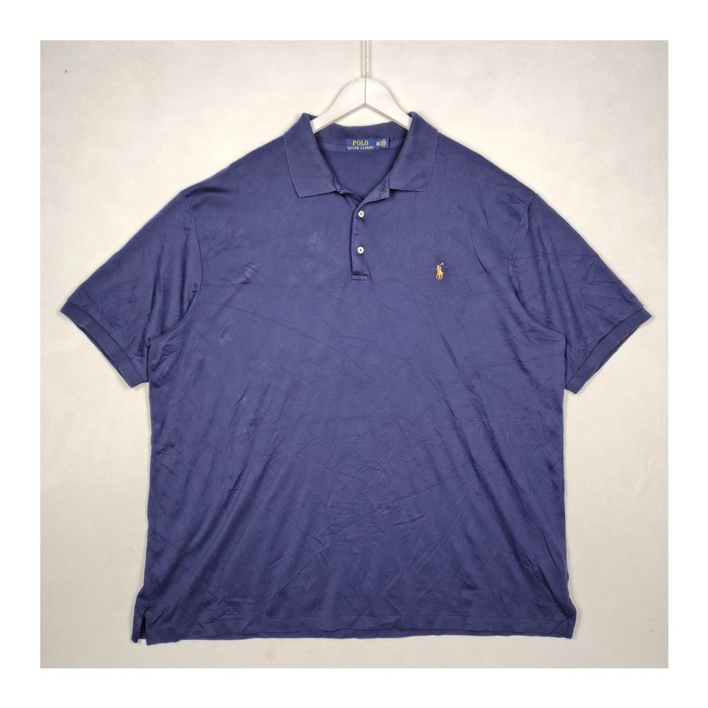 Polo Ralph Lauren Mens Big & Tall 3XB Navy Blue Cotton Short Sleeve Polo Shirt